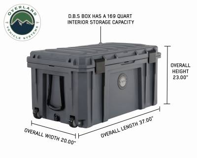 Overland Vehicle Systems - D.B.S.  - Dark Grey 169 QT Dry Box with Wheels, Drain, and Bottle Opener