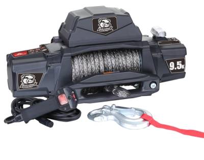 Bulldog Winch - 9500lb Winch w/5.5hp Series Wound Motor, 100ft Synthetic Rope, Aluminum Fairlead