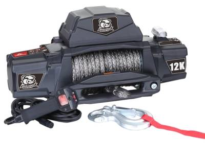 Bulldog Winch - 12,000lb Winch w/6.0hp Series Wound Motor, 80ft 9mm Synthetic Line - Aluminum Fairlead