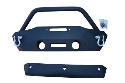 DV8 Offroad - Steel Stubby Front Bumper 16 w/ Fog Lights for 07-17 Jeep Wrangler - Image 2