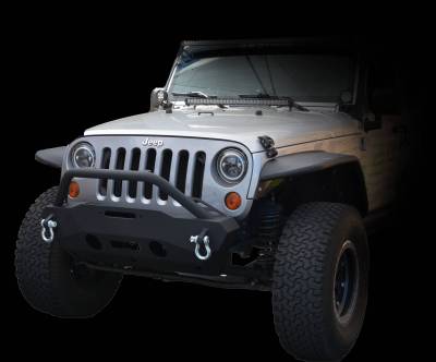 DV8 Offroad - Steel Stubby Front Bumper 16 w/ Fog Lights for 07-17 Jeep Wrangler - Image 3