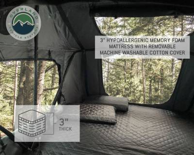 Overland Vehicle Systems - Nomadic 4 Extended Roof Top Tent w/Annex - Dark Gray Base With Green Rain Fly & Black Cover - Image 6