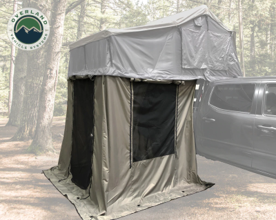 Overland Vehicle Systems - Nomadic 4 Extended Roof Top Tent w/Annex - Dark Gray Base With Green Rain Fly & Black Cover - Image 3