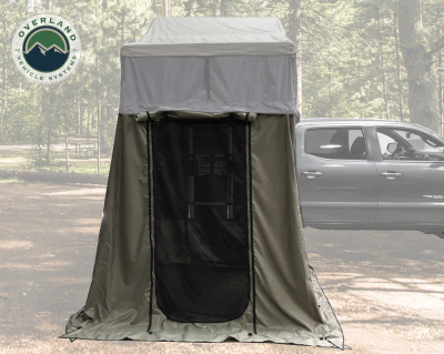 Overland Vehicle Systems - Nomadic 4 Extended Roof Top Tent w/Annex - Dark Gray Base With Green Rain Fly & Black Cover - Image 11