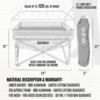 Fireside Outdoor - Fireside Outdoor Pop-Up Fire Pit & Heat Shield Combo - Image 2