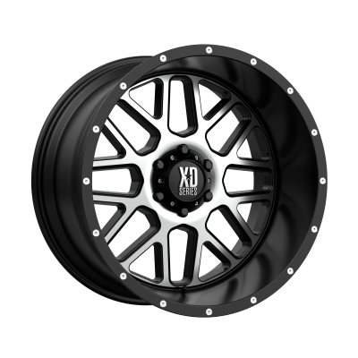 XD SERIES WHEELS - 22 x 12 XD  GRENADE SATIN BLACK W/ MACHINED FACE - 6X5.5 - 4.77" BS - Image 2