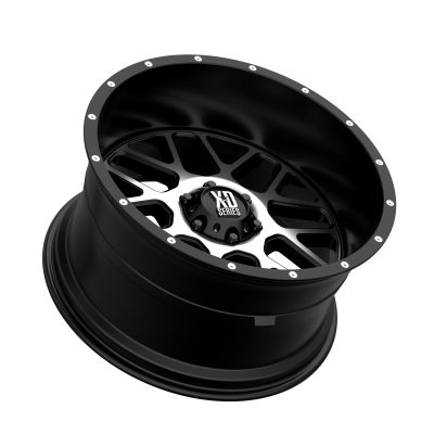 XD SERIES WHEELS - 22 x 12 XD  GRENADE SATIN BLACK W/ MACHINED FACE - 6X5.5 - 4.77" BS - Image 3