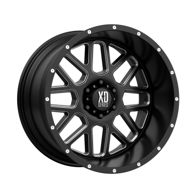 XD SERIES WHEELS - 22 x 12 XD  GRENADE SATIN BLACK MILLED - 6X5.5 - 4.77" BS - Image 2