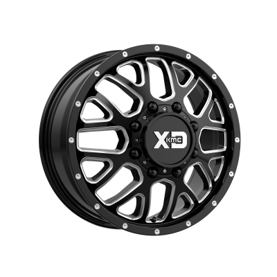 XD SERIES WHEELS - 20 x 8.25 XD  GRENADE DUALLY GLOSS BLACK MILLED - FRONT - 8X6.5 - 9.63" BS - Image 2