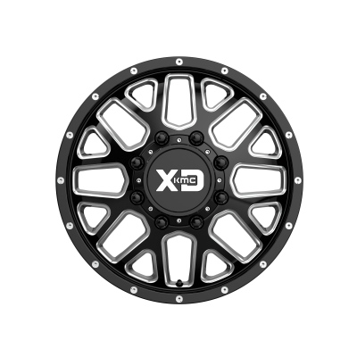 XD SERIES WHEELS - 20 x 8.25 XD  GRENADE DUALLY GLOSS BLACK MILLED - FRONT - 8X6.5 - 9.63" BS - Image 4