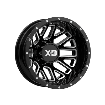 XD SERIES WHEELS - 20 x 8.25 XD  GRENADE DUALLY GLOSS BLACK MILLED - REAR - 8X6.5 - -3.17" BS - Image 2