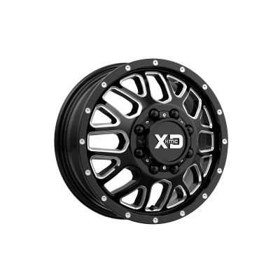 XD SERIES WHEELS - 17 x 6.5 XD  GRENADE DUALLY GLOSS BLACK MILLED - FRONT - 8X6.5 - 8.12" BS - Image 2