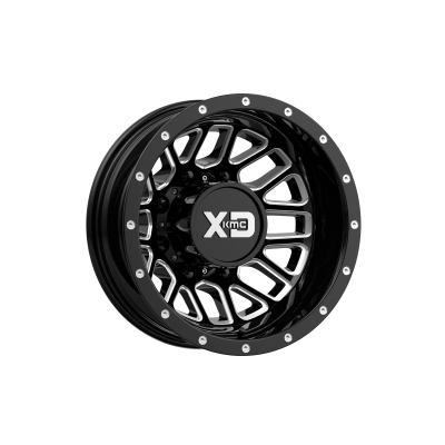 XD SERIES WHEELS - 17 x 6.5 XD  GRENADE DUALLY GLOSS BLACK MILLED - REAR - 8X6.5 - -2.35" BS - Image 2