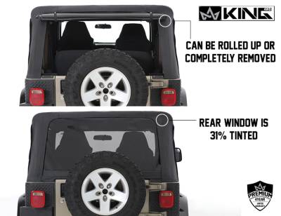 King 4WD - King 4WD Replacement Soft Top Without Upper Doors - Black Diamond - Wrangler TJ 1997-2006 - Image 7