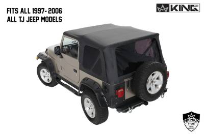 King 4WD - King 4WD Replacement Soft Top Without Upper Doors - Black Diamond - Wrangler TJ 1997-2006 - Image 3