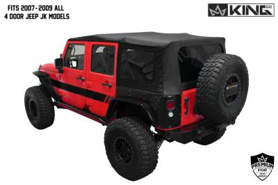 King 4WD - King 4WD Premium Replacement Soft Top, Black Diamond With Tinted Windows, Jeep Wrangler Unlimited JK 4 Door 2007-2009 - Image 3