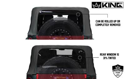 King 4WD - King 4WD Premium Replacement Soft Top, Black Diamond With Tinted Windows, Jeep Wrangler Unlimited JK 4 Door 2007-2009 - Image 8