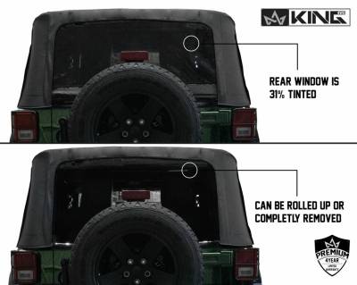 King 4WD - King 4WD Premium Replacement Soft Top, Black Diamond With Tinted Windows, Jeep Wrangler JK 2 Door 2007-2009 - Image 7