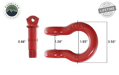 Overland Vehicle Systems - OVS Recovery Recovery Shackle 3/4" 4.75 Ton Red - Sold In Pairs - Image 2