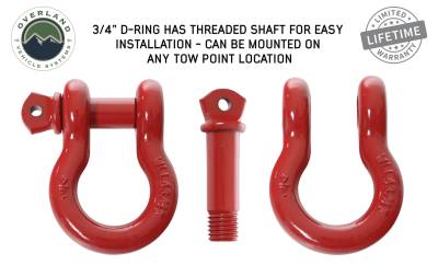 Overland Vehicle Systems - OVS Recovery Recovery Shackle 3/4" 4.75 Ton Red - Sold In Pairs - Image 3