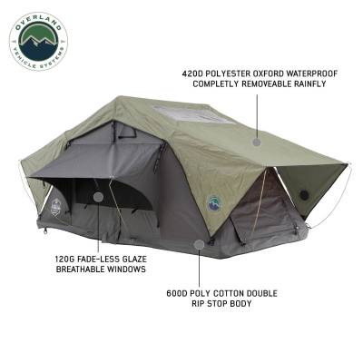 Overland Vehicle Systems - N2S Nomadic 2 Standard Roof Top Tent Gray Body Green Rainfly - Image 2