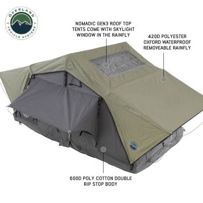 Overland Vehicle Systems - N2S Nomadic 2 Standard Roof Top Tent Gray Body Green Rainfly - Image 3