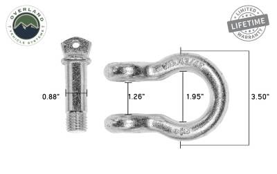 Overland Vehicle Systems - OVS Recovery Recovery Shackle 3/4" 4.75 Ton Zinc - Sold In Pairs - Image 3