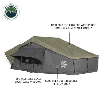 Overland Vehicle Systems - N4E Nomadic 4 Extended Roof Top Tent Gray Body Green Rainfly - Image 2