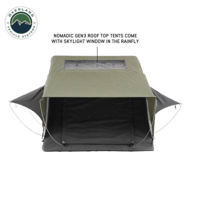 Overland Vehicle Systems - N4E Nomadic 4 Extended Roof Top Tent Gray Body Green Rainfly - Image 3