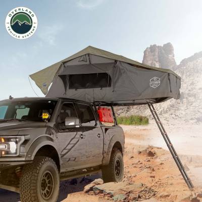 Overland Vehicle Systems - N4E Nomadic 4 Extended Roof Top Tent Gray Body Green Rainfly - Image 15