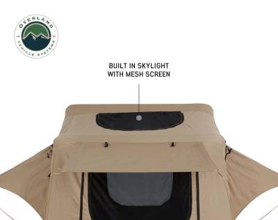 Overland Vehicle Systems - TMBK 3 Roof Top Tent - Tan Base With Green Rain Fly, Black Aluminum Base, Black Ladder - Image 8