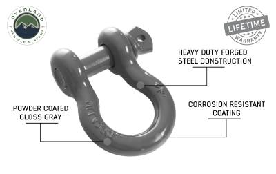 Overland Vehicle Systems - OVS Recovery Recovery Shackle 3/4" 4.75 Ton Grey - Sold In Pairs - Image 4