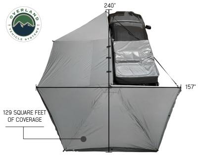 Overland Vehicle Systems - Nomadic 270 Driver - Dark Gray Awning with Bracket Kit and Extended Poles - Image 4