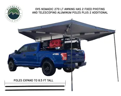 Overland Vehicle Systems - Nomadic 270 LT Awning & Wall 1, 2, &  Mounting Brackets - Driverside - Image 3