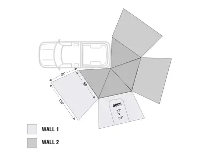 Overland Vehicle Systems - Nomadic 270 LT Awning & Wall 1, 2, &  Mounting Brackets - Driverside - Image 16