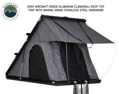 Overland Vehicle Systems - Mamba 3 Clamshell Aluminum Roof Top Tent -Black Shell & Grey Body - Image 2