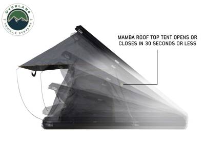 Overland Vehicle Systems - Mamba 3 Clamshell Aluminum Roof Top Tent -Black Shell & Grey Body - Image 4