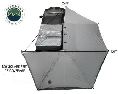 Overland Vehicle Systems - Nomadic 270 Passenger - Dark Gray Awning with Bracket Kit and Extended Poles - Image 2