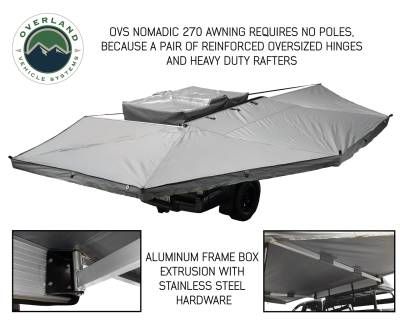 Overland Vehicle Systems - Nomadic 270 Passenger - Dark Gray Awning with Bracket Kit and Extended Poles - Image 13