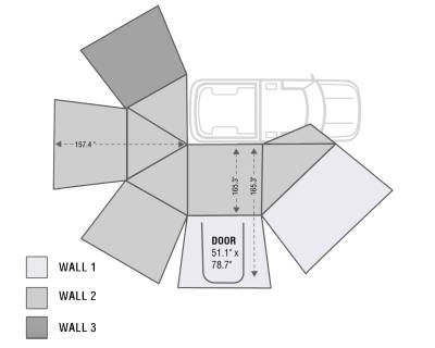 Overland Vehicle Systems - OVS Nomadic Awning 270 - Side Wall 3 - Dark Gray With Storage Bag - Passenger - Image 2