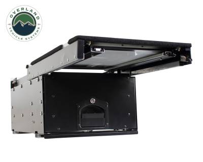 Overland Vehicle Systems - Cargo Box With Slide Out Drawer & Working Station Size - Black Powder Coat - Image 3