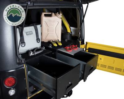 Overland Vehicle Systems - Cargo Box With Slide Out Drawer & Working Station Size - Black Powder Coat - Image 4