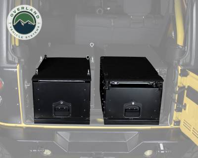 Overland Vehicle Systems - Cargo Box With Slide Out Drawer & Working Station Size - Black Powder Coat - Image 5