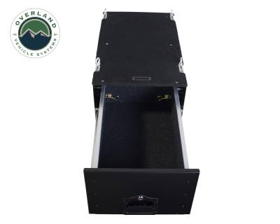 Overland Vehicle Systems - Cargo Box With Slide Out Drawer & Working Station Size - Black Powder Coat - Image 6