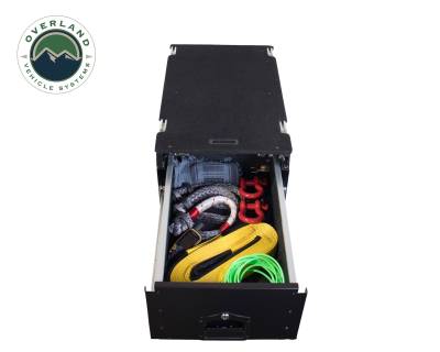 Overland Vehicle Systems - Cargo Box With Slide Out Drawer & Working Station Size - Black Powder Coat - Image 7