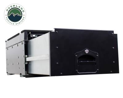 Overland Vehicle Systems - Cargo Box With Slide Out Drawer & Working Station Size - Black Powder Coat - Image 9