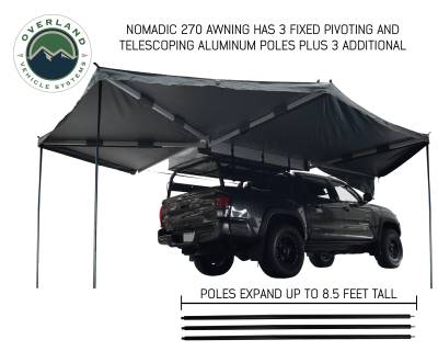 Overland Vehicle Systems - Nomadic Awning 270 - Dark Gray Cover With Black Transit Cover Passenger Side & Brackets - Image 4