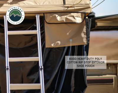 Overland Vehicle Systems - TMBK 3 Roof Top Tent With Annex - Tan Base With Green Rain Fly, Black Aluminum Base, Black Ladder - Image 11