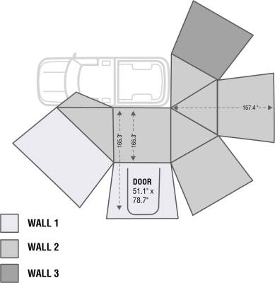 Overland Vehicle Systems - OVS Nomadic Awning 270 - Side Wall 3 - Dark Gray With Storage Bag - Driver - Image 2