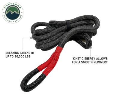 Overland Vehicle Systems - OVS Recovery Brute Kinetic Recovery Strap 1" x 30" With Storage Bag Gray/Black - Image 2